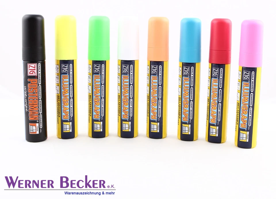 Kreidemarker Illumigraph, 5 und 15mm; Farbe frei wählbar fluorfarben