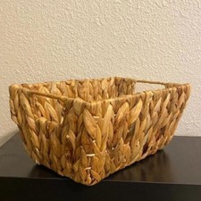 Brand New Rectangular Hand-Made Water Hyacinth Wicker Basket