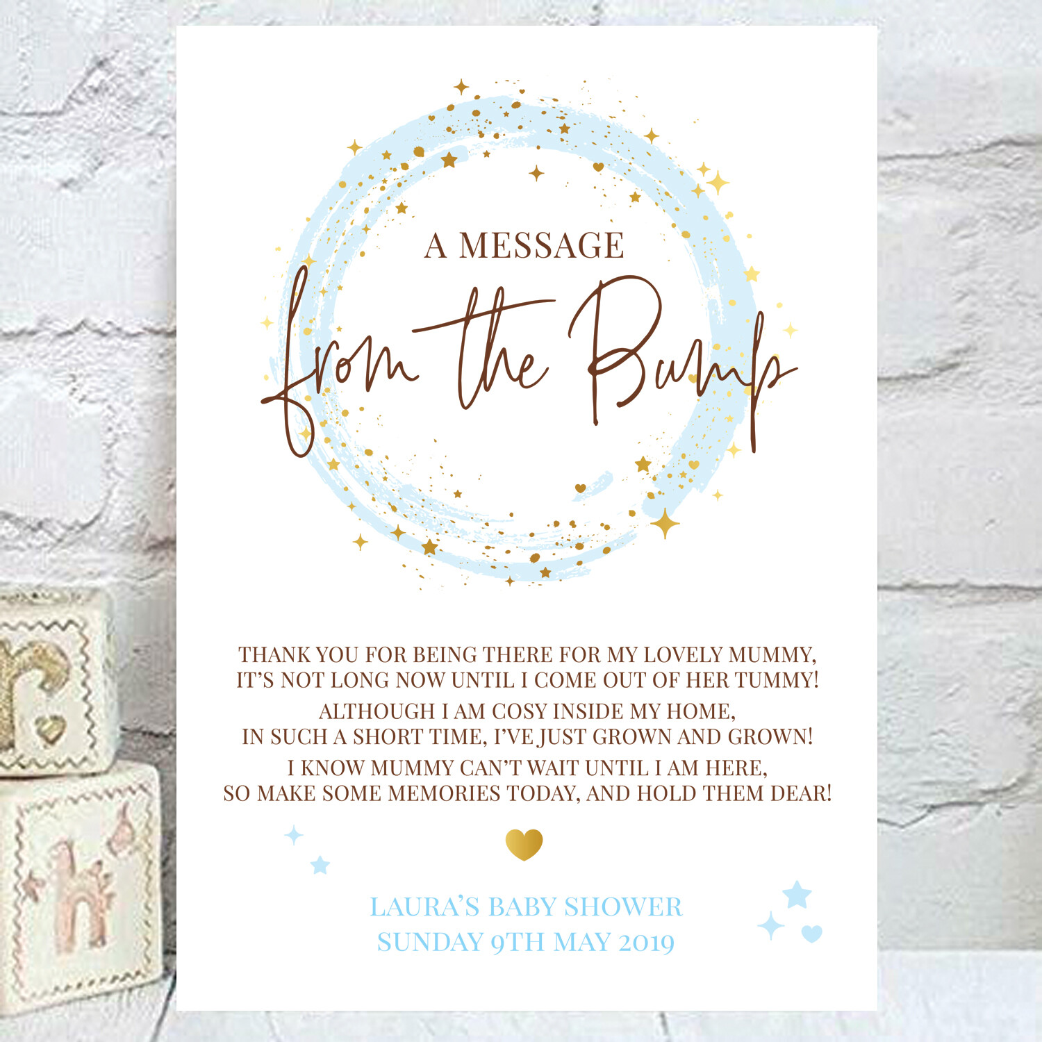 A Message From The Bump Baby Shower Sign Poem Gold Effect &amp; Pink or ...