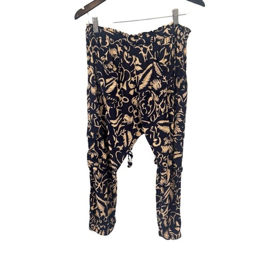 Anthropologie Small HeiHei Nouveau Harem Cargo Jogger Pant Printed Navy Cropped - Picture 6 of 10