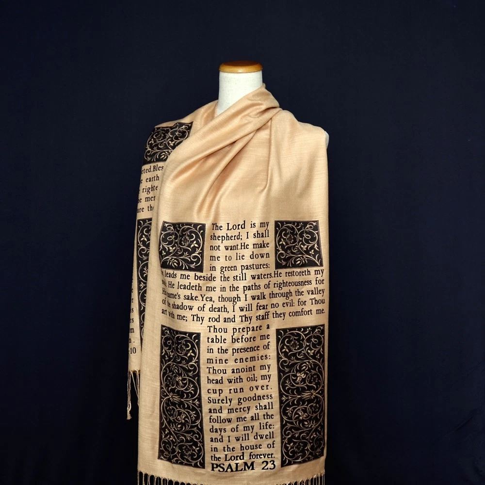 Foulard verset biblique chrétienne (Psaumes 23 et les Béatitudes )