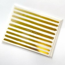 RIFLE PAPER CO. Thank You Greeting Card  Envelope - "GOLD STRIPES" w Foil A2 