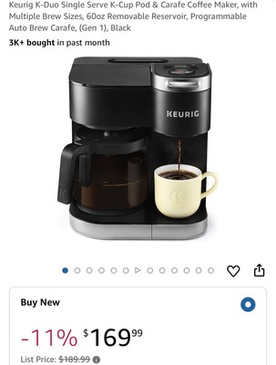 Keurig K-Duo Single Serve K-Cup Pod and Carafe Coffee Maker -Black (5000204976)