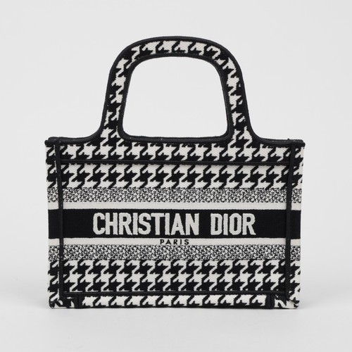 Dior Houndstooth Small Book Tote Bag Black White 158542256 [P]