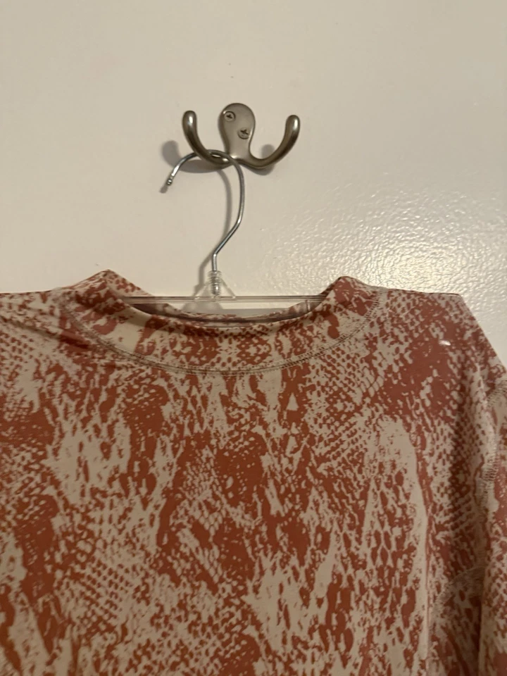 Intimately Free People Coral Snakeskin Long Sleeve Shirt Small - Image 2 of 4