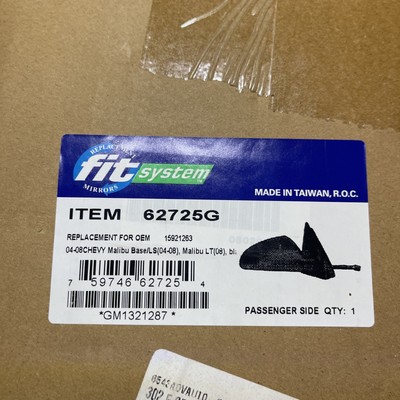 04-08 Chevy Malibu Base/LS Black RH Power Mirror 62725G For GM fits GM1321287