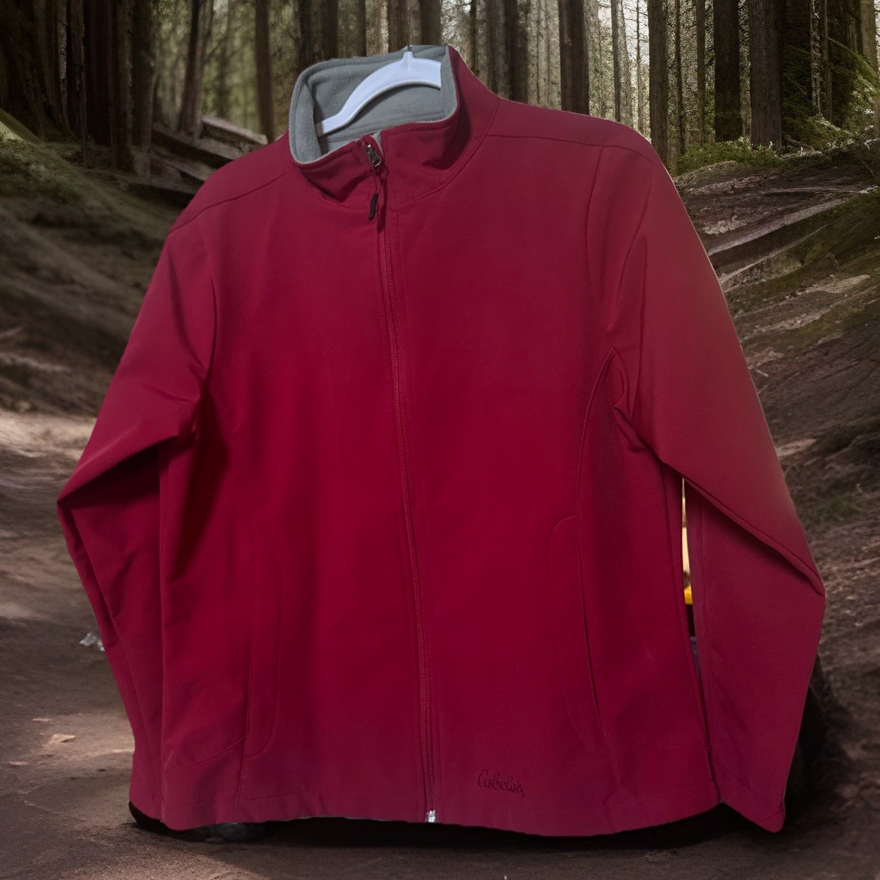 Cabela Large basic jacket red and gray fleece lin… - image 1