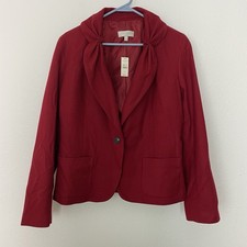 Talbots Blazer Jacket Womens 14 Red Wool Blen...