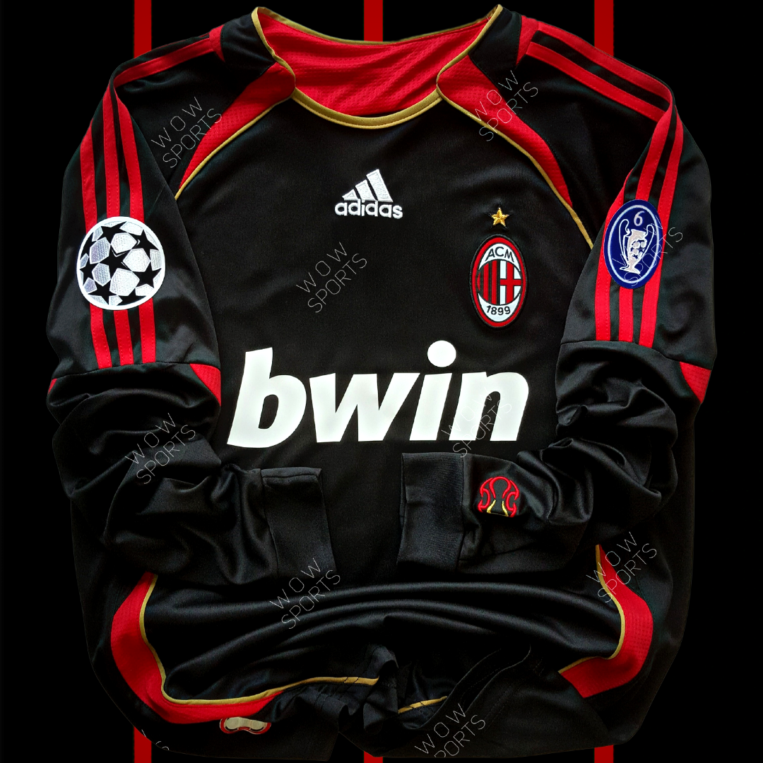 ACミラン RONALDO 99 AC Milan 2007/08 Ronaldo #99 Jersey Black UEFA Long Sleeve UCL 6