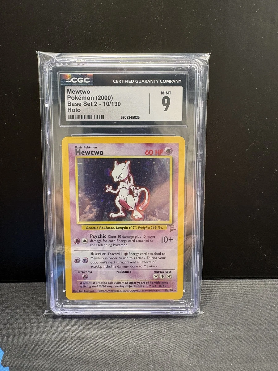 Pokémon TCG Base Set Mewtwo Grade 9 Individual Collectible Card