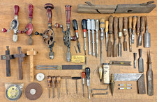 Lot of Antique Vintage Woodworking Tools - Chisels, Push Screwdrivers, Gauges