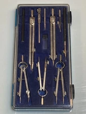 Vintage ALVIN  11 Piece Compass Set Made In Italy