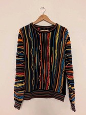 Maglione Vintage Carlo Colucci Maglia 3D Uomo M - Maglione Stile COOGI Texture Multicolore