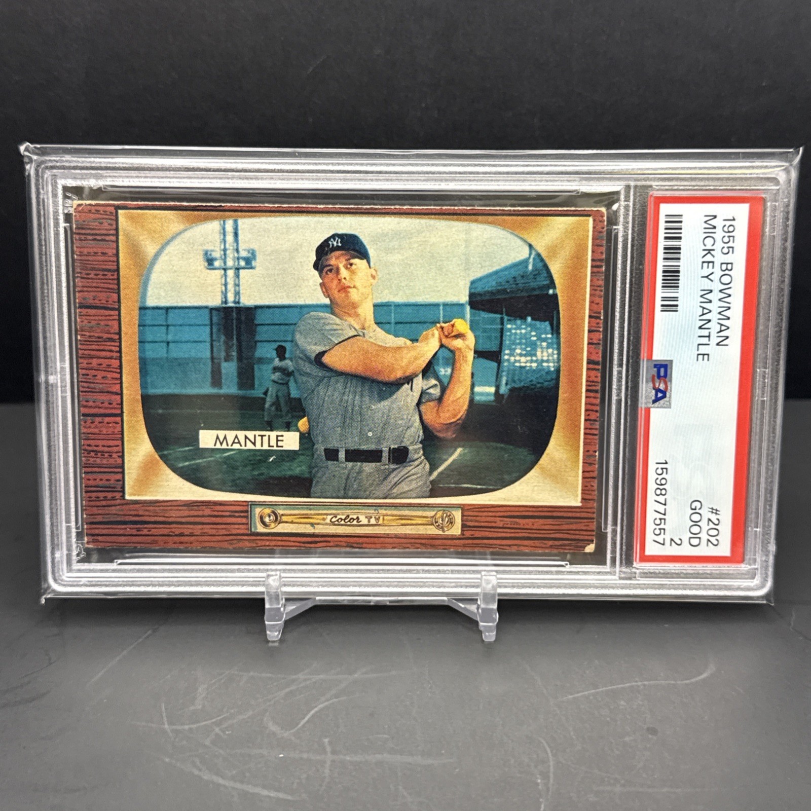 Mickey Mantle 1955 Bowman Baseball #202 PSA 2 New York Yankees Vintage KS5