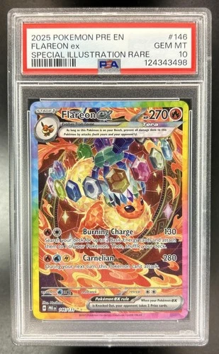 2025 Pokemon Prismatic Evolutions Flareon ex #146/131 PSA 10 GEM MINT