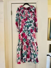 INC Forest Fairy 70s Hostess Metallic Thread Coconut Grove Cotton Prairie Dress