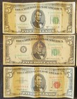 1950, 1963, 1969 $5 Federal Reserve Note Lot of 6 Red & Green Seal — photo 2