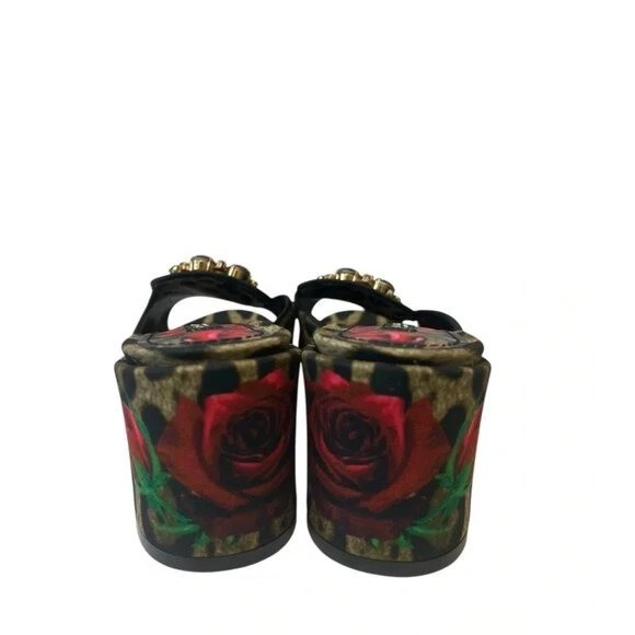 Sandalias sin cordones Dolce & Gabbana con estampado de leopardo adornadas en cristal rosa 7, 37 Foto 4 de 4