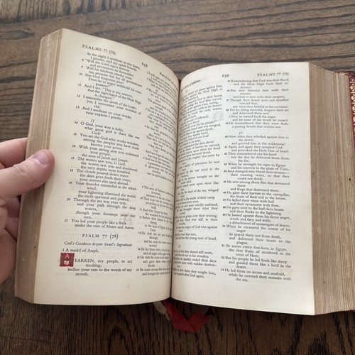 Gregorian Confraternity BIBLE Tooled Red Leather Gilt Edge 1953 Catholic Family - Picture 14 of 16