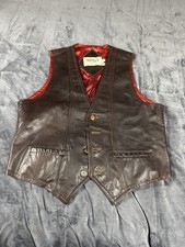 Sidneys 70s 80s Leather Fashions Men s Vest Western Retro Vintage Brown
