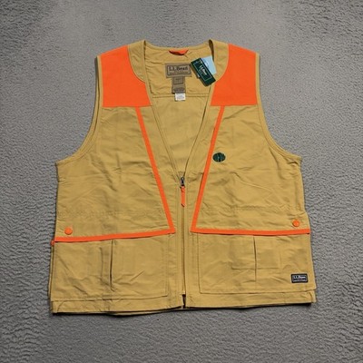 LL Bean Upland Hunting Vest Women s Large Canyon Khaki Blaze Orange Jacket Hunt