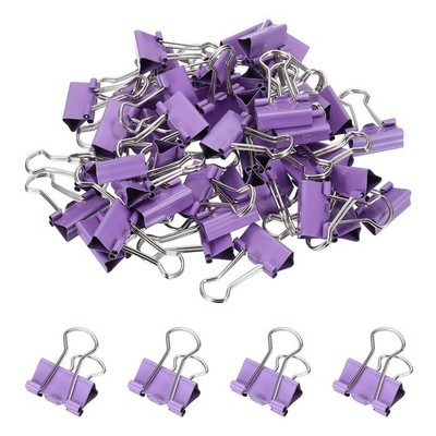 0.75'' Binder Clips, 50 Pcs Paper Clamps with Silver Wire Handles, Purple