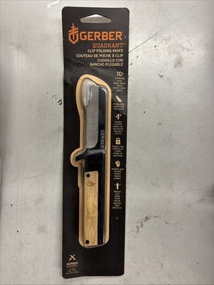 Gerber Quadrant Knife 2.8'' 7cr13mov SS Blade Bamboo Handle Frame Lock  2.4 OZ