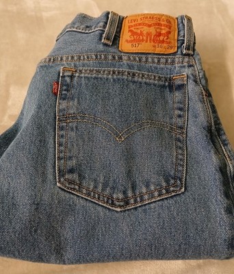 Levi's Men's 517 36x29 Bootcut Jeans Blue Solid Medium Wash Denim Cotton 