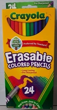 Erasable Colored Pencils (24ct), Assorted Kids Colored Pencils for Coloring Book
