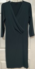 Talbots Small Green Faux Wrap Dress 3/4 Sleeves Holiday Christmas Party Career