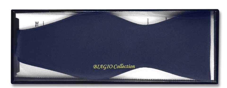 Biagio SELF TIE Bow Tie Solid NAVY BLUE Color Mens BowTie - Image 2 of 3
