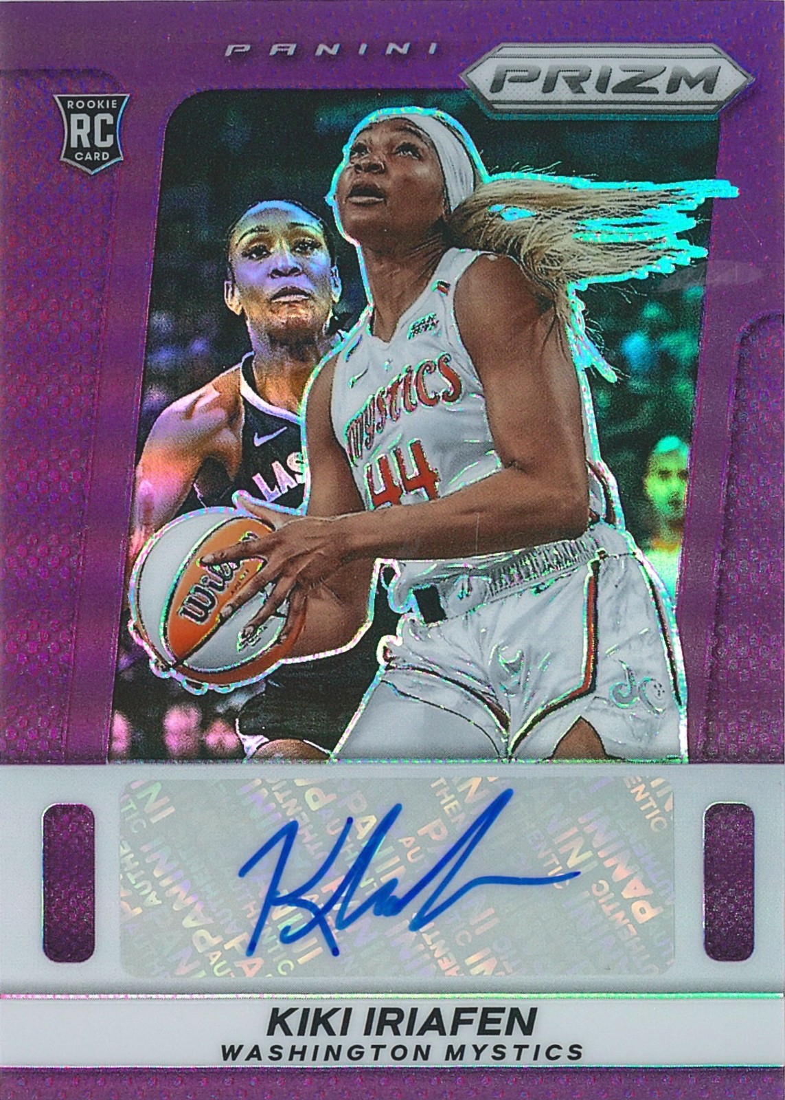 2025 Panini Prizm WNBA Kiki Iriafen #TB-KI Purple Prizm Auto /49 Rookie Mystics