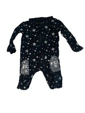 Kickee Pants Bamboo Ruffle Bottom Footie 6-9 Months Midnight Star Good Condition