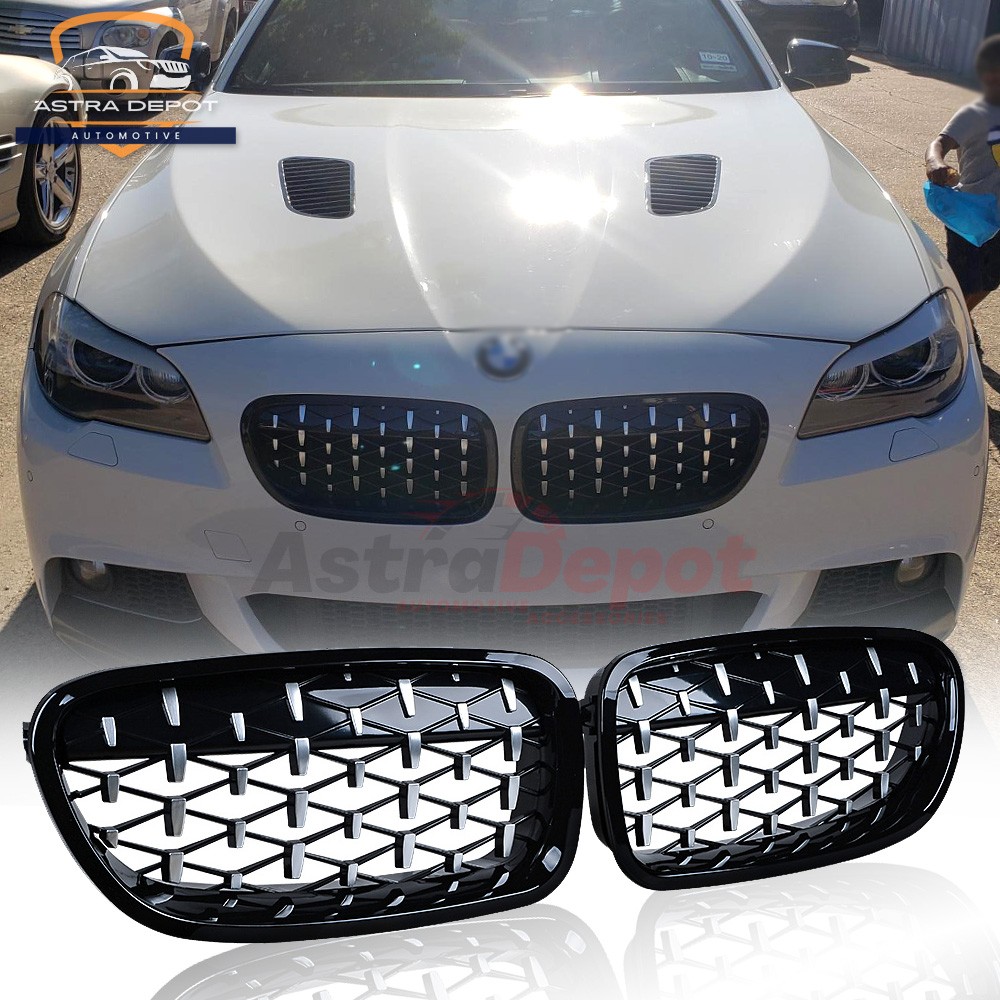 Gloss Black Diamond Front Kidney Grille for 2011-2016 BMW F10 M5 528i 535i 550i