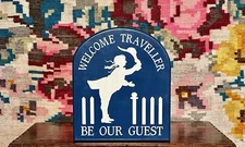 Welcome Traveler Be Our Guest Sign Wood VTG 1991 PH Enterprises Made In USA Sign