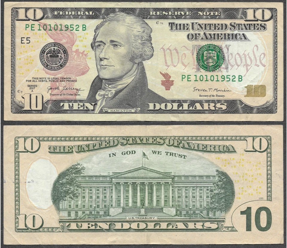 October 10, 1952 Birthday / Anniversary Date Note Fancy Serial $10 Dollar Bill - Image 2 of 4