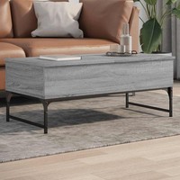 Couchtisch Grau Sonoma 100X50X40 Cm Holzwerkstoff Und Metall