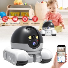 WiFi Robot Camera on Wheels 1080P Dual Lens Indoor Movable Security Surveillance