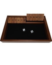 WE Games Shut The Box Game Wooden - 12 Number Flip Tiles with Walnut Stained Woo