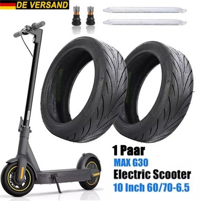 Reifen Gummi Für Ninebot Max G30/G30D Zubehör+Ventil E Scooter 10Zoll 60/70-6.5