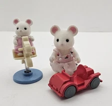 Calico Critters White Mouse Sister & Baby Ride On Toys Sylvanian Families