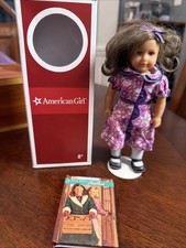 Mini muñeca American Girl Ruthie conjunto de encuentro vestido corbata para el cabello panty calcetines zapatos libro