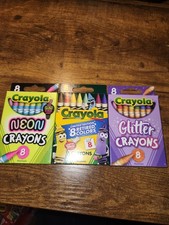 3 pack Crayola Crayons Neon, glitter limited/retired colors 24 total crayons