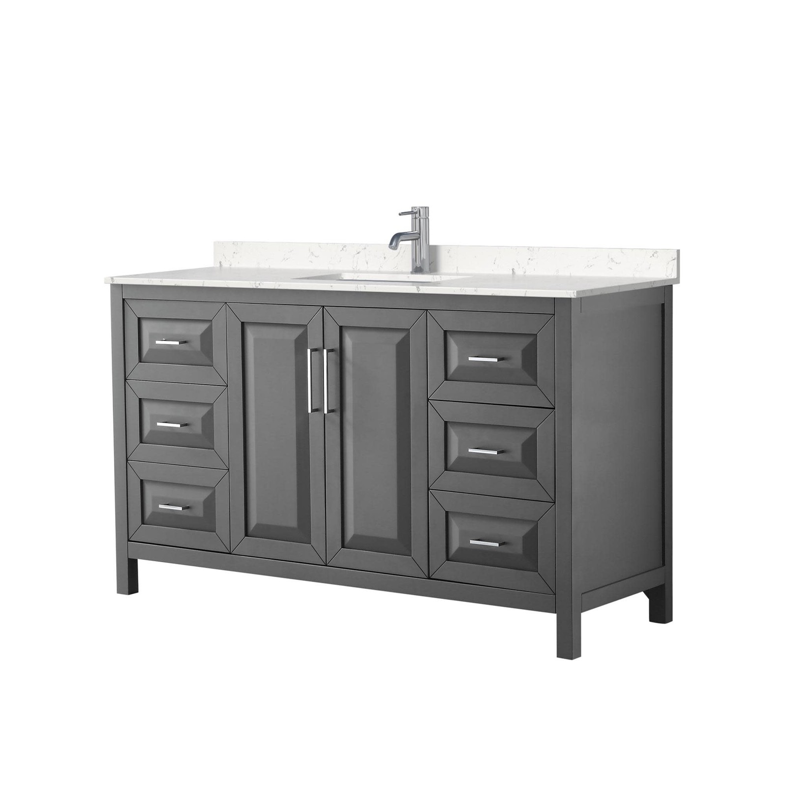 Wyndham Collection Daria 34875 60-Inch Bath Vanity in Dark Gray with Carrara Cultured Marble