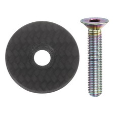 1 1/4" OD Bicycle Headset Stem Top Cap Carbon Fiber with Rainbow Titanium Bolt
