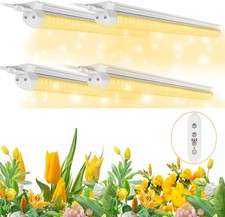 4 Pack 4FT 50W LED Grow Lights Full Spectrum 3000K Tube Light Fixture With Timer