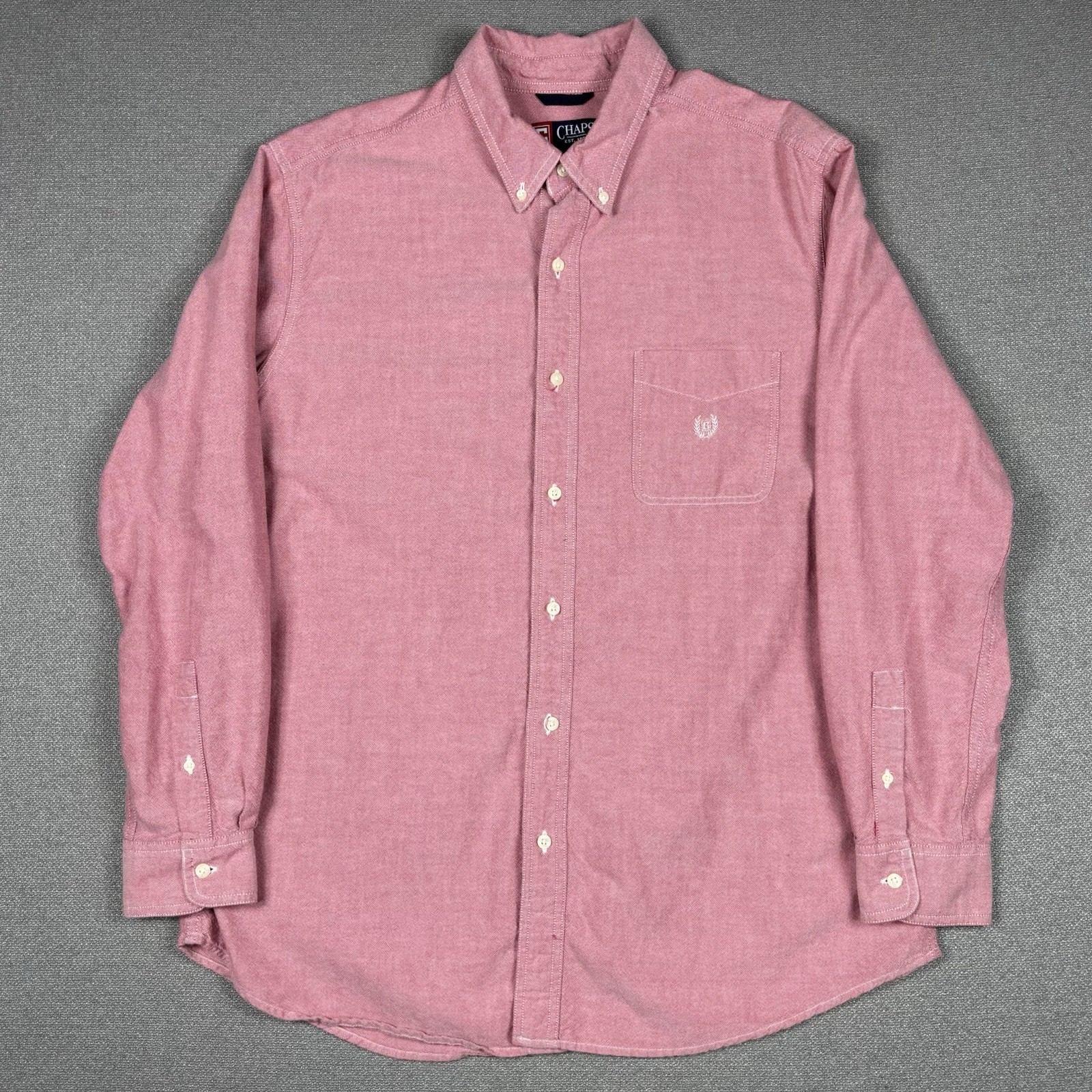 Chaps Long Sleeve Button Down Red Chambray Shirt … - image 1