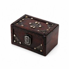Vintage Wooden Box Metal Latch Wooden Storage Box Carved Details