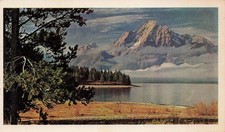 MT MORAN  JACKSON LAKE POSTCARD GRAND TETON NATIONAL PARK WY WYOMING 1969