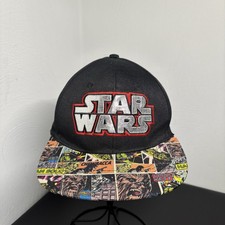 Star Wars Snapback Black Hat Cap Comic Strip Bill Embroidered Logo One Size
